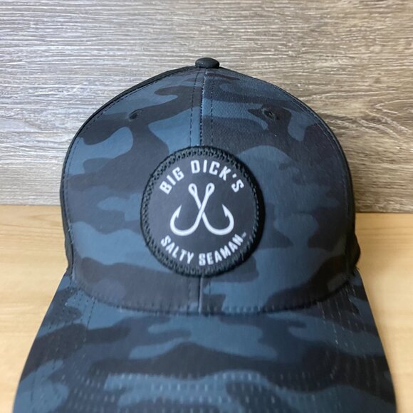 Big Dick's Salty Seaman Hat Cap Strap Back Gray Black Camo Adjustable - Picture 2 of 9